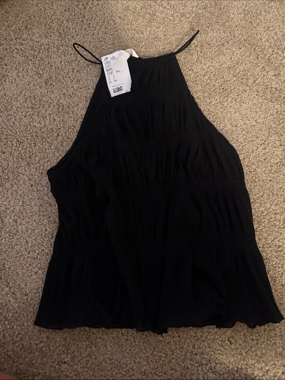 H&M Black High-Neck Ribbed Camisole